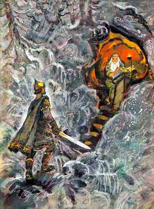 Руслан и Людмила. В пещере старец