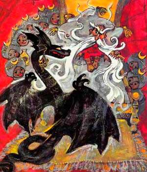 Руслан и Людмила. В окно влетает змий крылатый