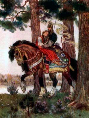 Руслан и Людмила. В его руках лежит Людмила