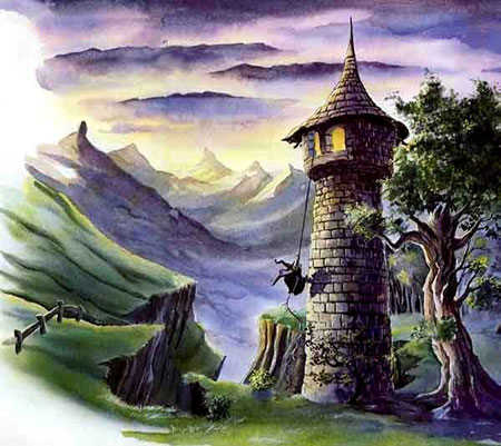 Гримм. Салаточка. Колдунья заперла её в высокой башне