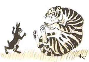 Кролик напугал тигра