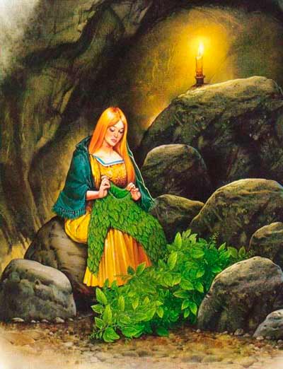 Размяла крапиву голыми ногами и стала сучить зеленое волокно