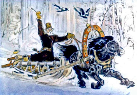 Русская народная сказка. Морозко. Старик поехал в лес.