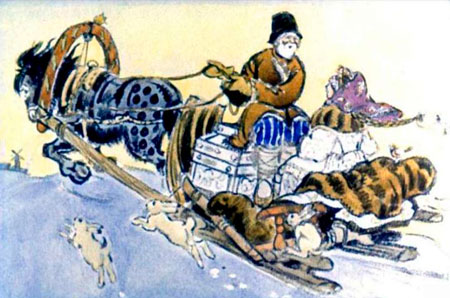 Русская народная сказка. Морозко. Усадил старик дочку в сани