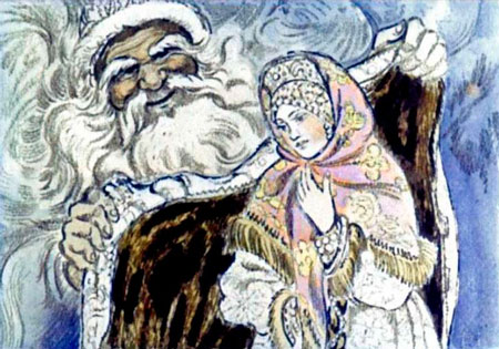 Русская народная сказка. Морозко. Одел её Морозко в соболью тёплую шубу