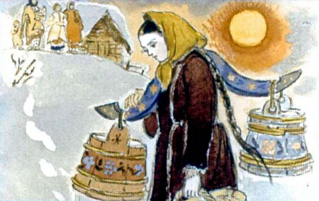 Русская народная сказка. Морозко. Девушка ни от какой работы не отказывалась