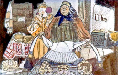 Русская народная сказка. Морозко. Старуха стала наряды разглядывать