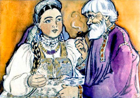 Русская народная сказка. Морозко. Старик стал жить вдвоём со своей дочкой.