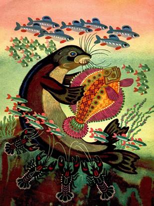 Нерпа и камбала-звездчатка. Нивхская сказка.