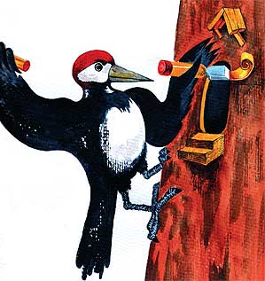 Дятел, лиса и ворона. Выдолбил дятел в осине дупло