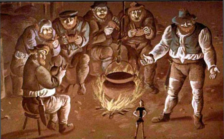 Гримм. Храбрый портной. У костра сидели пять великанов.