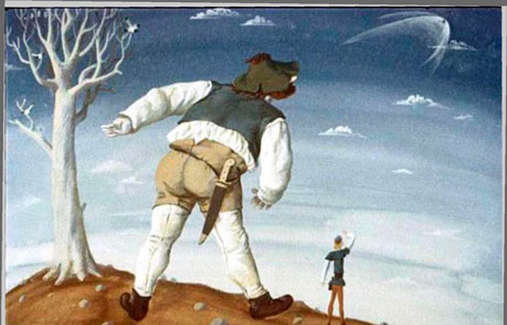 Гримм. Храбрый портной. Поднял он с земли камень и швырнул его в небо