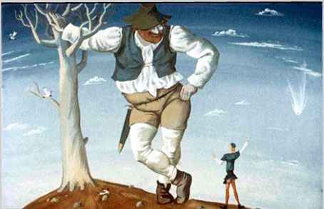 Гримм. Храбрый портной. Вот я брошу, так прямо в небо камень закину