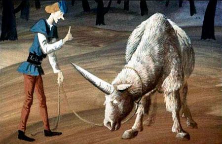 Гримм. Храбрый портной. Набросил единорогу на шею верёвку