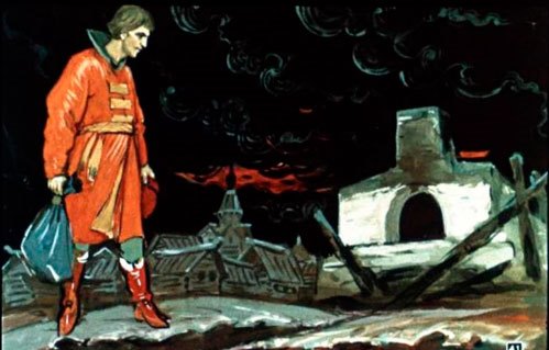 Вместо домишка его обгорелая труба торчит.