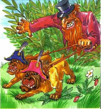 Золотой ключик или приключения Буратино. Синьор Карабас держал на привязи двух полицейских собак