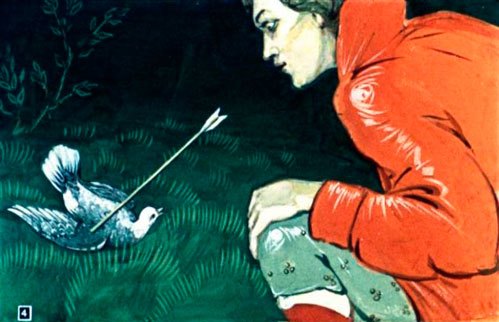 А горлица ему и говорит: Не губи меня, Андрей-стрелок!