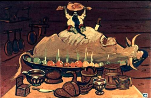 Откуда ни возьмись, появился стол накрытый