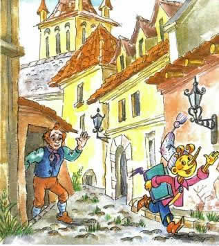 Золотой ключик или приключения Буратино. Буратино побежал в школу