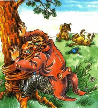 Золотой ключик или приключения Буратино. Конец бороды Карабаса Барабаса приклеился к смолистому стволу