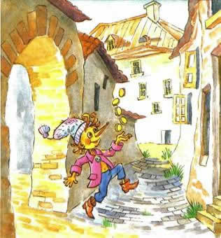 Золотой ключик или приключения Буратино. Буратино пересчитал деньги