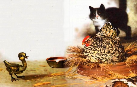 Гадкий утенок. В избушке жила старушка с котом и курицей