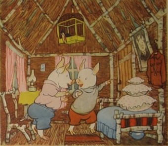 Три поросенка. Нуф-Нуф и Ниф-Ниф испуганно переглянулись