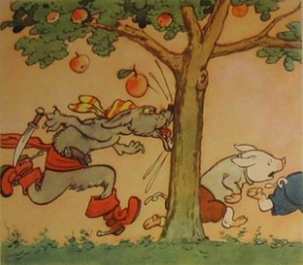 Три поросенка. Твердое яблоко ударило волка