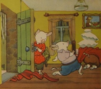 Три поросенка. Наф-Наф быстро впустил их в свой дом