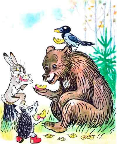 Разделите это яблоко на равные части, и пусть каждый возьмёт себе по кусочку.