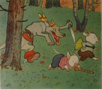 Три поросенка. Волк бросился в погоню