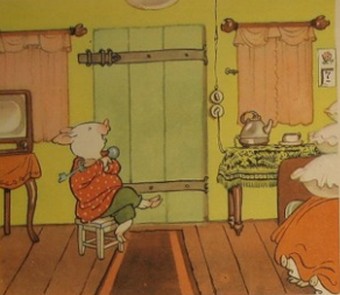 Три поросенка. Он быстро закрыл на засов двер