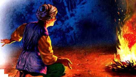 Старик развёл большой костёр 