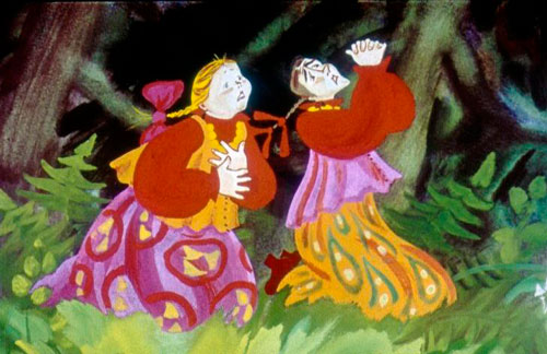 Две сестры-завистницы затряслись, побелели, на колени пали, в вине признались. 