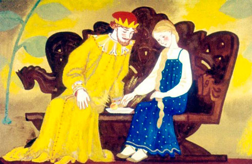 Взяла Марьюшка блюдечко с яблочком 