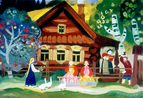 Жили-были старик и старуха. Было у них три дочери. 