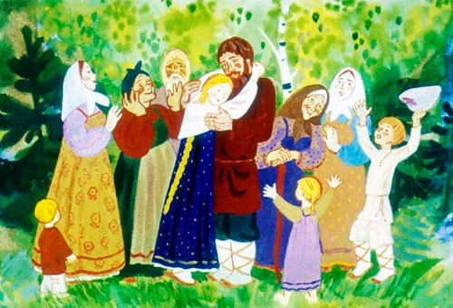 Лишь спрыснул он Марьюшку живой водой, тотчас стала она живой 