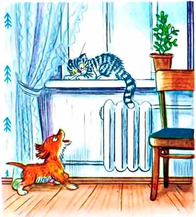 На подоконнике сидела пушистая полосатая Кошка