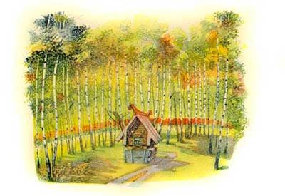 Петушок — золотой гребешок. Жили они в лесу, в избушке