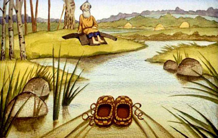 Русская народная сказка. Чудесные лапоточки