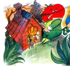 Приключения Чиполлино. Кавалер Помидор ухватился за край крыши