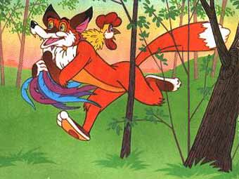 Хитрый петух. Унесла лиса петуха в лес