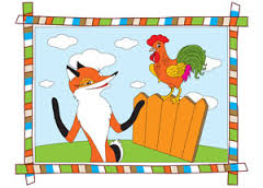 Хитрый петух. Из ближней рощицы выбежала кума лиса