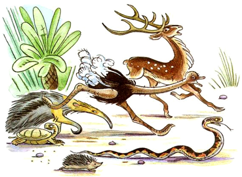 Тараканище. И весёлою гурьбой Звери кинулися в бой