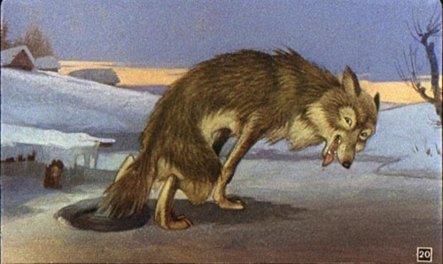 Хвост у него и приморозило. 