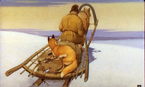 Лисица стала выбрасывать по рыбке да по рыбке