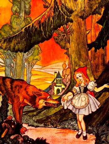 Красная шапочка. Встреча с волком