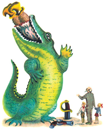 Бармалей. Засмеялся Крокодил И злодея Бармалея, Словно муху, Проглотил! 