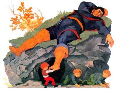 Мальчик с пальчик. Стащил семимильные сапоги