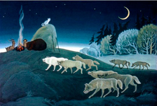 Вдруг идут семь серых волков 